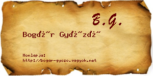 Bogár Győző névjegykártya